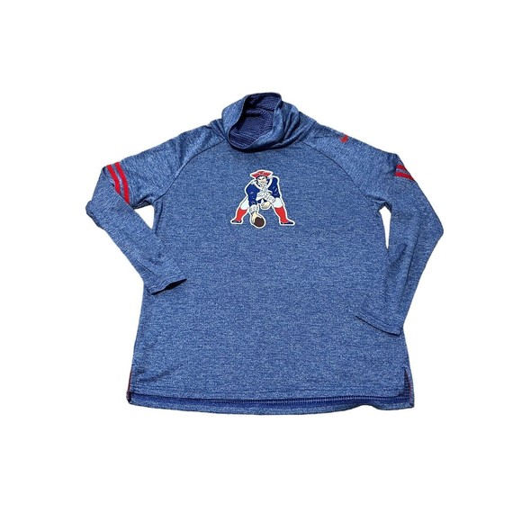 Nike Shirt New England Patriots Womens Size L Blue Cowl Neck Long Sleeve Dri Fit - Picture 1 of 7